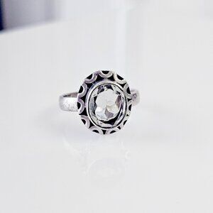 Sterling Green Amethyst Ladies Ring
